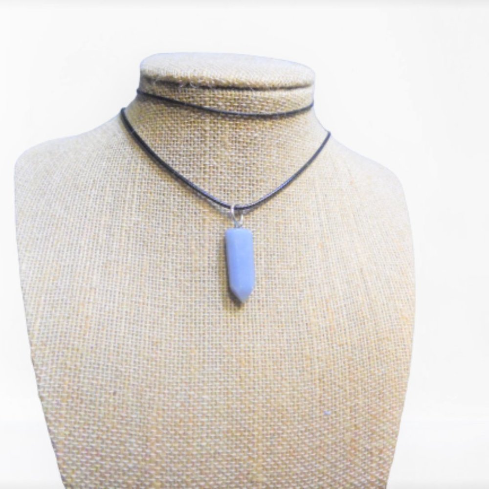 Angelite Semiprecious Stone Pendulum Necklace